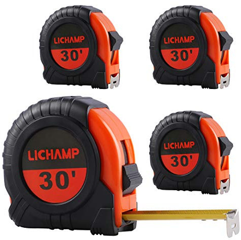 Lichamp 4 Pack 30ft EasyRead Retractable Tape Measure Metric/Fractional