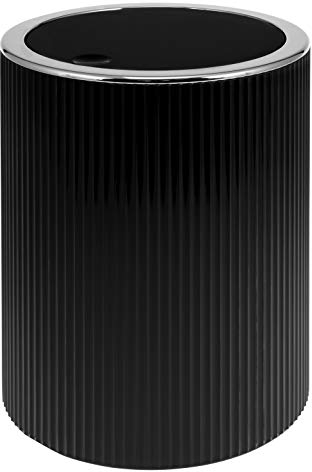 bremermann Kosmetikeimer GAVELLO mit Schwingdeckel // Badeimer mit Rillendekor, Kunststoff 5,5 Liter (Schwarz)