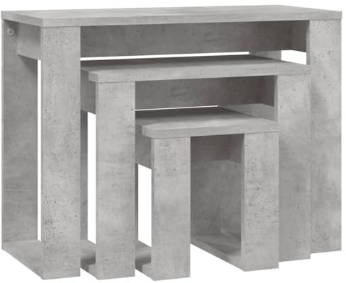 vidaXL 3x Nesting Tables Home Living Room Bedroom Furniture Accessories Accent End Side Nest of Table Nightstand Set Chipboard Concrete Grey