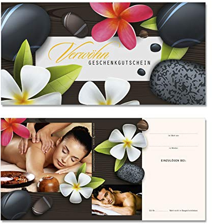 GESCHENKGUTSCHEINcom by POS-HAUER. 50 Gutscheine. Blanko zum Selbstausfüllen. Für Kosmetiksalon Wellness Spa Massageinstitute.