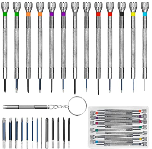 Cacciavite per Orologiaio Cacciaviti di Precisione per Occhiali 0.6-2.0 mm Giraviti Strumenti per Riparazione Elettronica Gioiellieri Smartphone 13 Pezzi