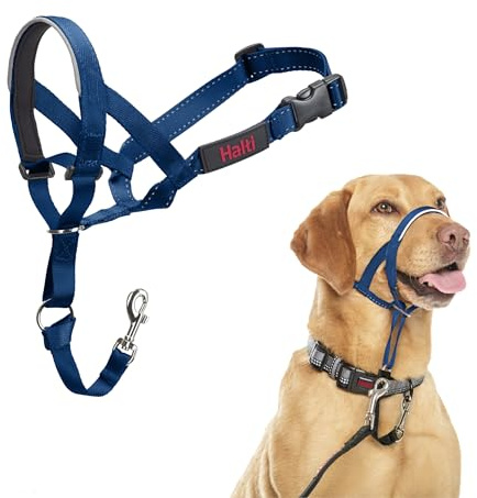 Halti Headcollar - Stop Your Dog Pulling on the Lead. Adjustable, Reflective and Lightweight, with Padded Nose Band. Dog Training Anti-Pull Collar for Medium Dogs (Size 3, Cobalt Blue)