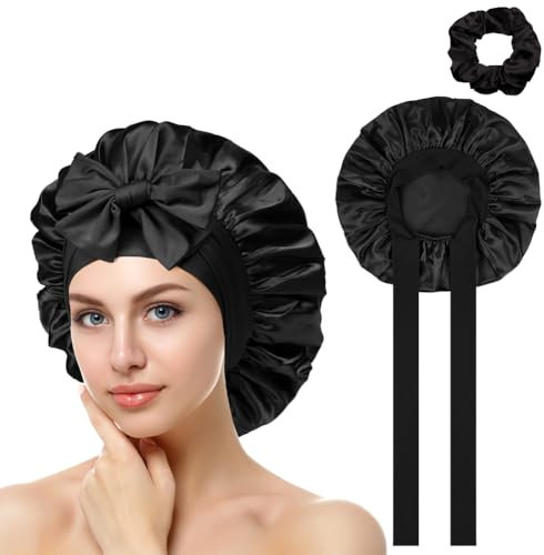 ACWOO Satin Bonnet - Soft Silk Hair Wrap for Sleeping, Night Cap with Elastic Band, Hair Care Head Cover for Women Girls Long, Straight and Curly Hair