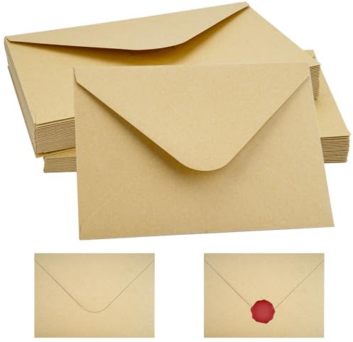 60 Stück Briefumschläge Kraftpapier,B6 Kraftpapier Umschläge,175 × 125 mm Umschläge Kraftpapier,130 g/m² Briefumschläge Postkartengröße,Briefumschläge Braun für Grußkarten Einladung Geburtstagskarten