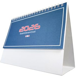 AURACASA Calendario da Tavolo 2026 – Mensile 19x14,5 cm - Per Ufficio Domestico e Scuola (ROSSO)