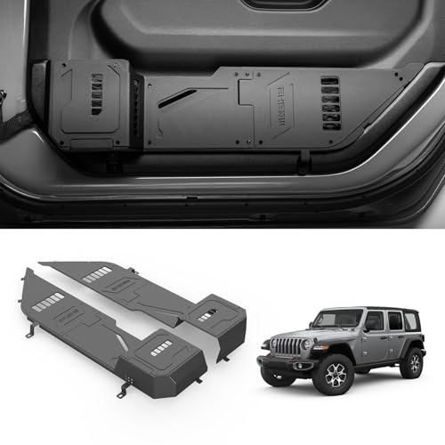 SHEAM Metal Front Door Pocket Storage Box with Cup Holder Compatible with 2018-2024 Jeep Wrangler JL 2/4 Door 4XE Gladiator JT, Door Side Insert Organizer Box Interior Accessories - 2PCS