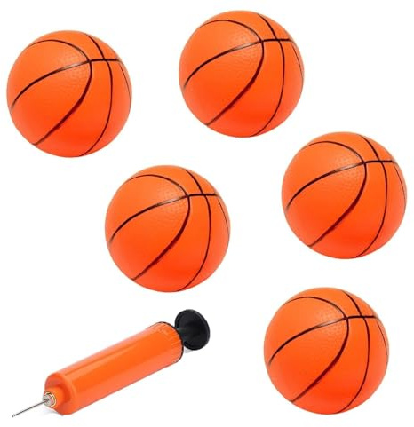 TUBAWD 5Pcs Set Mini Basketball, Basketball, Small Basketball Set with Included Pump and Needle Basketball for Family Indoor and Outdoor Pool Parties (The Color of The Pump Is Random)
