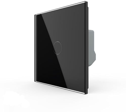 LIVOLO Interrupteur mural Smart Touch, panneau de verre 1 gang, compatible avec application et commande vocale, blanc (noir)