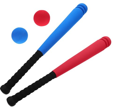 Veemoon Juego de Bate de Béisbol de Juguete Pelota de Espuma Eva, Ligero y Portátil, 2 Bates y 2 Balones, Color Aleatorio, Apto para Juegos al Aire Libre y Aprendizaje