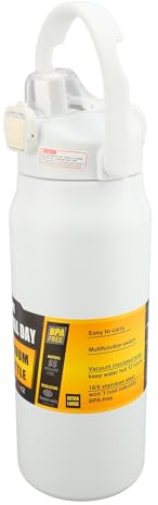 Dioche Brocca in Acciaio Inossidabile da 1500 Ml Bottiglia d'acqua Isolata con Coperchio in Cannuccia, Bottiglia d'acqua Sottovuoto in Acciaio Inossidabile 304, Perfetta per Uomini e Donne, (WHITE)