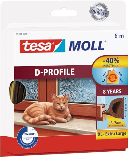 tesa moll D-Profil Gummi Fenster und Türdichtung braun 6m
