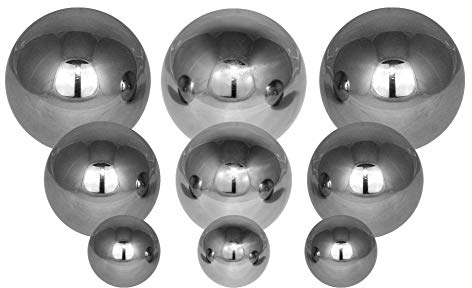 Gebrüder Lomprich 9 Edelstahlkugeln poliert je 3 Stück Durchmesser 5cm, 8cm und 10cm