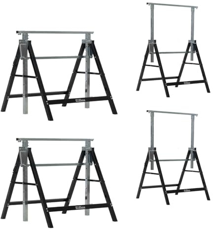 4 x Arbeitsbock 7-fach höhenverstellbar 80-130 cm bis 800 kg Stahl verzinkt lackiert schwarz grau Klappbock Gerüstbock Unterstellbock
