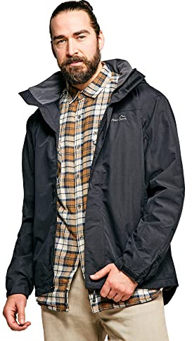 Peter Storm Men’s Downpour 2-Layer Waterproof Jacket with Rollaway Adjustable Hood, Breathable & Lightweight Lined Raincoat, Ideal for Commuting, Walking, Hiking & Outdoor Recreation, 3000mm HH