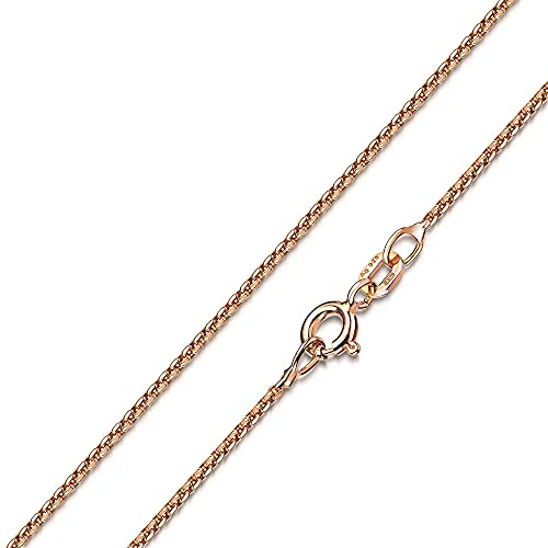 MATERIA Damen Halskette Rosegold - 925 Silber Venezianerkette rosé vergoldet Goldkette Frauen Mädchen mit Box K101-40 cm