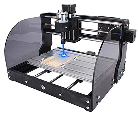 hzexun CNC 3018 Pro-M Fräsmaschine mit 500mW Lasermodul, GRBL Achsen,3 Achsen Kunststoff Acryl PCB PVC Holz Router Kit mit Offline Controller,Arbeitsbereich 300x180x45mm