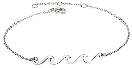 Lauren-Spencer Wave Anklet for Women Beach Ankle Bracelets Ocean Wave Boho Anklets Adjustable Summer Foot Jewelry for Women Birthday Gifts