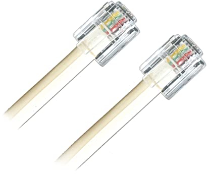 apm Câble ADSL RJ11, 10M, Cordon Téléphonique, Câble Modulaire 6P4C, Câble Plat ISDN DSL VDSL, Prise Téléphone Fixe Modem Internet Routeur Fax, Blanc, 570842