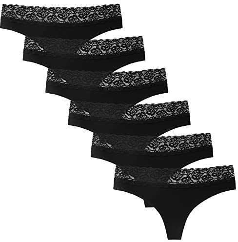 INNERSY Stringtrosa dam spets sexiga underkläder dam hipster kalsonger bomull 6-pack