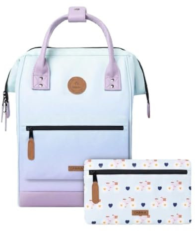 CABAIA - Sac à Dos Adventurer Mykonos - Medium 18L - Déperlant - Compartiment Ordinateur Portable 13-2 Poches - Certifié Vegan - Sac Voyage, Affaires, École pour Homme et Femme - Bleu/blanc