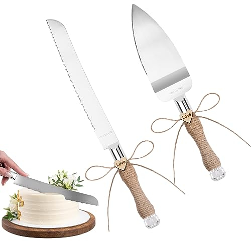 hongmo Hochzeitstorten-Servierset, Elegantes Tortenmesser und Tortenheber, Perfektes Kuchenschneideset für Hochzeit, Party und Jubiläum