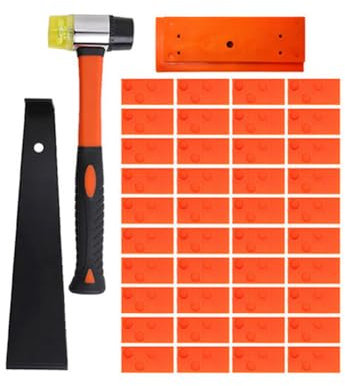 Kliplinc Laying Set for Laminate and Wood Floors, Spacers, Striking Block, Pull Rod and Hammer with Fibreglass Handle, 43 Pieces