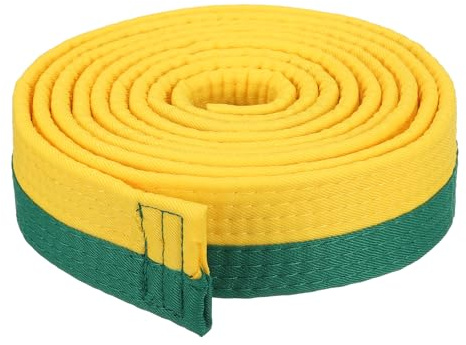 PATIKIL Taekwondo färgat rankningsbälte, 4 cm x 18 cm 2,2 m polyester kampsport judo karate bälte för tränarundervisning, gul-grön
