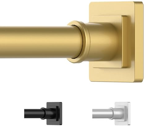 UIOSANRT Gold Shower Curtain Rod 31-55 Inches Non-Slip Shower Rod Tension Mounted No Drill Shower Curtain Rods Spring Tension Rod Adjustable Tension Curtain Rod for Windows Bathroom