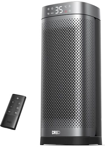 Riscaldatori Dreo 40 cm per uso interno, portatili e a riscaldamento rapido. Con telecomando, timer 12h, oscillazione 70° e protezione surriscaldamento. Sicuri e ideali per camera da letto e ufficio.
