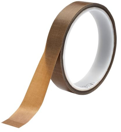 Jinsion Ruban Teflon Machine Sous Vide, 19mm x 10m, Marron, Haute Température, Adhésif Autocollant, Résistant à la Chaleur, Facile à Utiliser, Pour Emballage, Électrique, Sublimation