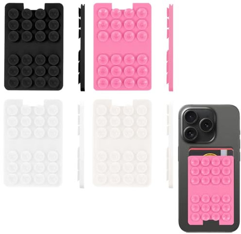 LQIOACU 4 Stück Handy kleber rückseite saugnapf, Saugnapf handy, Silikon saugnapf handyhülle, Handy kartenhalter