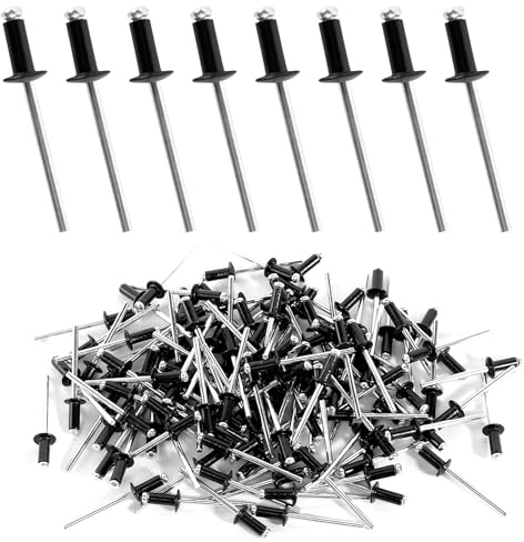 Rivetti ciechi 250 pezzi rivetti in alluminio 4 x 10 mm rivetti pop-rivetti in alluminio nero rivetti ciechi pop-rivetti pop per costruzione navi, auto e mobili