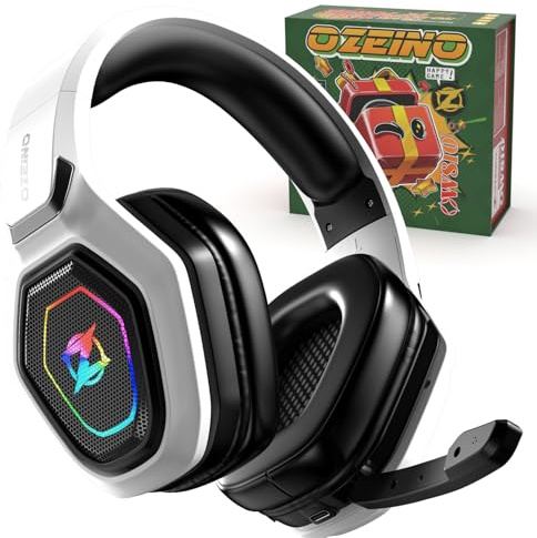 Cuffie Gaming Wireless per PC/Ps5/Ps4, Regalo di Natale per giocatori, 2,4GHz Wireless+5.3 Bluetooth, Cuffie con Microfono 7.1 Qualità Audio Senza Perdita di Bassa Latenza, Durata di Oltre 30+ Ore