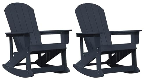 Gecheer Set di Adirondack Sdraio Rocking, 2 pezzi, Blu Marino, HDPE, Esterno, Giardino Balcone