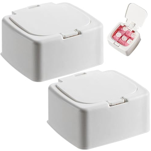 Porta plettri per filo interdentale 2 pezzi, porta filo interdentale con apertura one-touch, dispenser di ricarica rapida 4x3, 5x2 in plastica PP dentale per plettri, bastoncini di cotone, palline