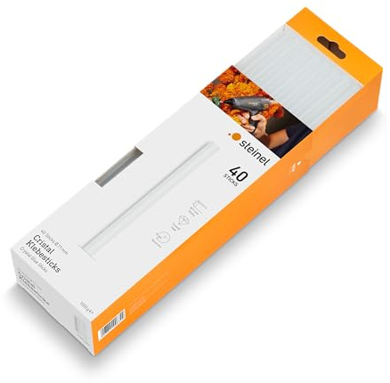 Steinel 006822 Barras de Pegamento Cristal Ø 11 mm, Termopegamento Universal Cristal, Barritas de Pegamento Universal Transparente para Manualidades y Decoraciones, 40 Unidades, 250 mm, 1000 g