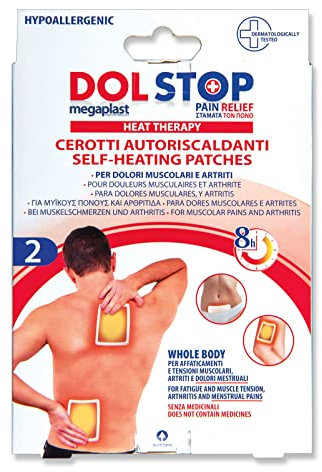 Cerotti riscaldanti per dolori muscolari e artriti 2pz, cerotto fascia riscaldante per affaticamenti e tensioni muscolari da 10x13 cm, cerotti riscaldanti schiena, collo,spalle effetto termico per 8h