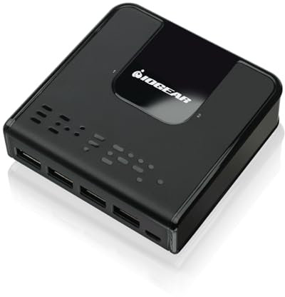 IOGEAR Switch USB 3.0 Commutateur KVM pour 2 PC 2 entrées 4 sorties avec Indicateurs LED 2 Câbles USB 3.0 B vers A et Télécommande Compatible avec PC Mac Imprimante Scanner Souris et Claviers