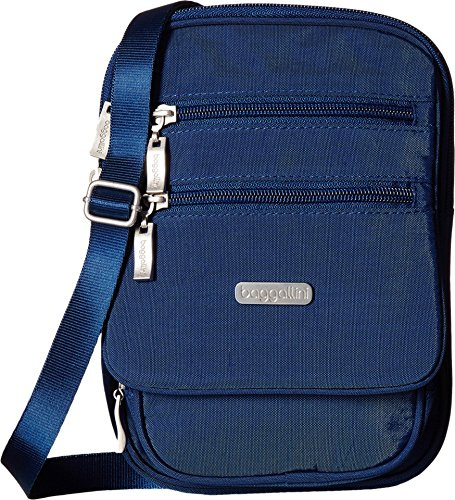 Baggallini Journey Crossbody Bags for Women 9x6 Small Lightweight Nylon Zipped Travel Safe Handbag Phone Passport Purse W/Rfid, Pacific