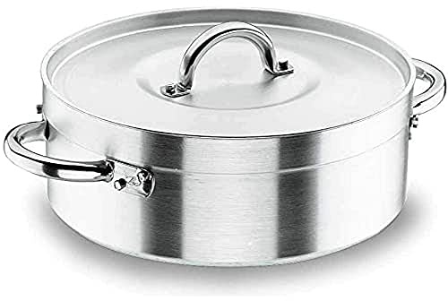 LACOR 20032 gryta med lock 32 cm, silver | Tillverkad av rostfritt stål av livsmedelskvalitet; hög korrosionsbeständighet och dagligt slitage