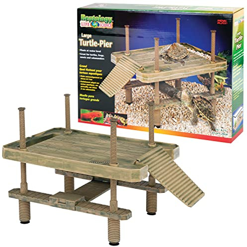 Penn-Plax Reptology Aquatic Turtle Pier and Basking Platform | Floating Above Tank | Decorative, Functional, and Naturally Inspired for Aquariums and Terrariums | Large Size (REP603) 41 X 28 cm
