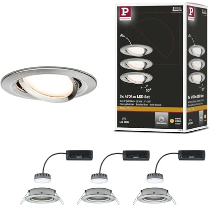 Paulmann Premium EBL Set Coin Slim dimmbar rund schwenkbar LED 3x6,8W 2700K 230V 51mm Eisen g/Alu