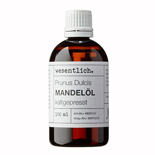 wesentlich. Mandelöl kaltgepresst 100ml | 100% reines Öl ohne Zusätze | natürliche Körperpflege | unraffiniert für Haare und Gesicht | perfektes Massageöl