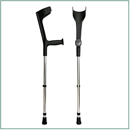 ORTONES - Krücken Paar Schwarz, Orthopädische Krücken zum Gehen, Verstellbar Mit Praktischem Clip, Unterarmgehstützen, Gehhilfen Senioren Krücken, Aluminium Krücken für Erwachsene, X2 Stück