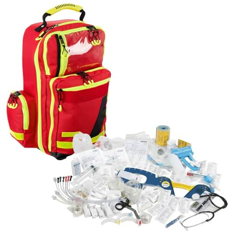 TMS PRO SHOP Erste Hilfe Rucksack First Responder PROFI mit Sanitätskoffer-Füllung DIN 13155 aus Kunststoff, Art.-Nr. 41015 | Notfallrucksack | Sanitätsrucksack | Erste Hilfe Rucksack