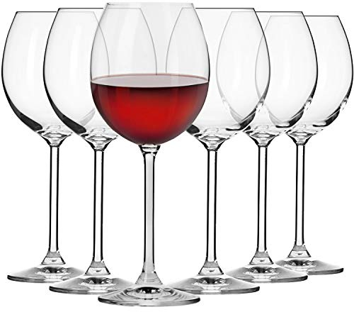 Krosno Rot-Weingläser | Set von 6 | 350 ML | Venezia Kollektion | Perfekt für Zuhause, Restaurants und Partys | Spülmaschinenfest