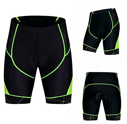 JPOJPO Herren Fahrrad-Shorts mit 5D-Gel-Polsterung, Fahrrad-Unterwäsche, Sporthose, reflektierend, S-3XL Gr. M, 2grün