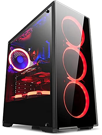 ATX Caso De Juego - Micro ATX PC Caso/ATX Caja De La Computadora - Torre Media - Vidrio Acrílico: Soporte De 6 Ventiladores (se Puede Seleccionar El Número De Ventiladores) (Color : No Fan)