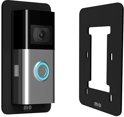 Mars Outpost Placa de pared no adhesiva compatible con timbre de batería RingDoorbell y placa de plástico en blanco más antigua de 1/2/3/4 de 2ª generación y 3 Plus que se coloca entre campana y pared