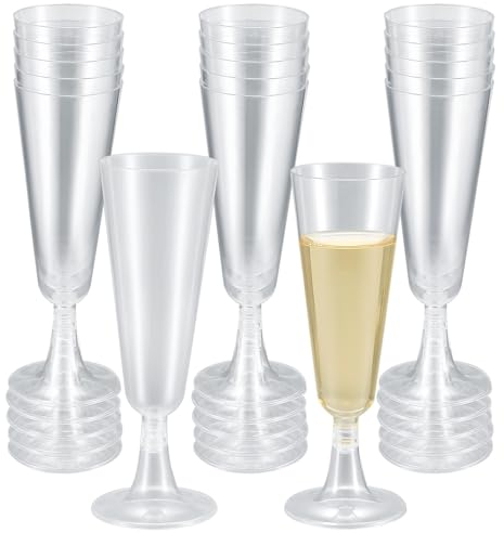 XxinXrong 20 Pcs Champagne Flutes, Reusable Plastic Champagne Flutes Cups, Transparent Cups for Parties, Weddings, Birthdays Reusable - 150ml